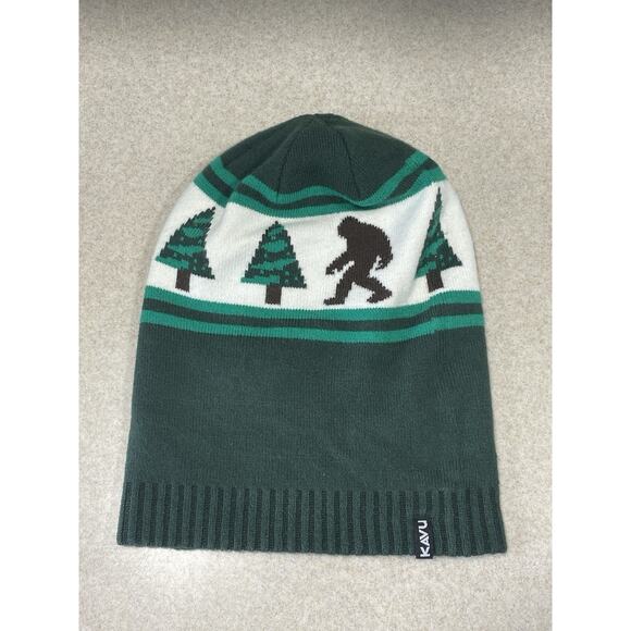 Kavu Sasquatch In The Woods Green Knit Winter Beanie Cap Snowboard, Cold Weather - Picture 5 of 11